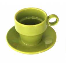 Ceasca JOKER cu farfurioara din ceramica 90ml culoare verde