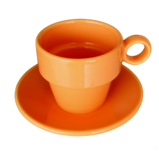 Ceasca JOKER cu farfurioara din ceramica 90ml culoare orange