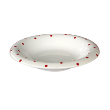 Farfurie adanca din ceramica 22cm alba cu buline rosii