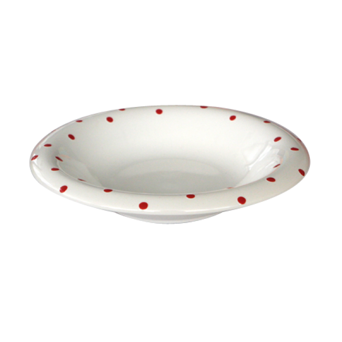 Farfurie adanca din ceramica 22cm alba cu buline rosii