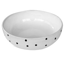 Bol ceramica 23cm alba cu buline negre
