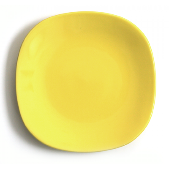 Farfurie patrata din ceramica 21cm culoare galben