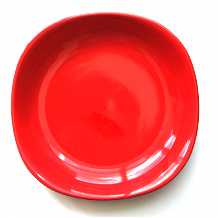 Farfurie adanca patrata din ceramica 22cm rosie