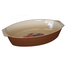 Tava ceramica ovala cu manere CERUTIL 34x21x7,5cm tabaco