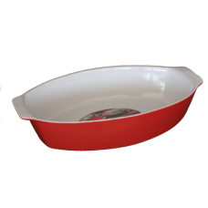 Tava ceramica ovala cu manere CERUTIL 34x21x7,5cm rosie