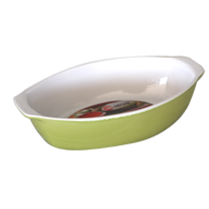 Tava ceramica ovala cu manere CERUTIL 38,5x25x8cm verde