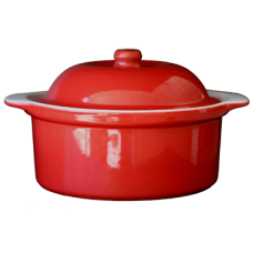 Oala ceramica cu capac CERUTIL 16x7cm 0,75l rosie