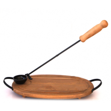 Platou lemn OVAL complect 1 ac frigarui 40cm si solnita