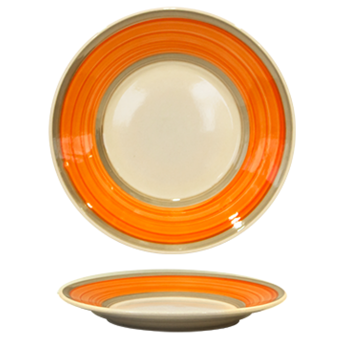 Farfurie ceramica 19cm cu dunga orange