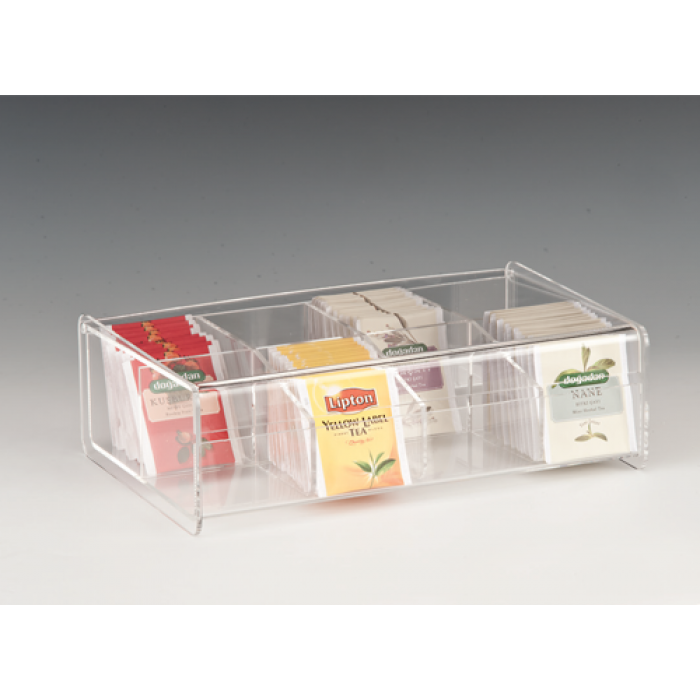 Suport acrilic pentru pliculete ceai RAKI, cu 8 compartimente, 27,5x17xh8,5cm