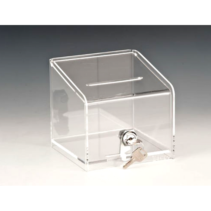 Cutie pentru bacsis cu inchidere cheie RAKI, 15,5x15,5xh15cm, din acril