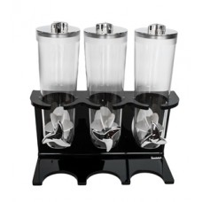 Dispenser cereale triplu 3x2lt cu suport acrilic negru RAKI 40x17x44cm