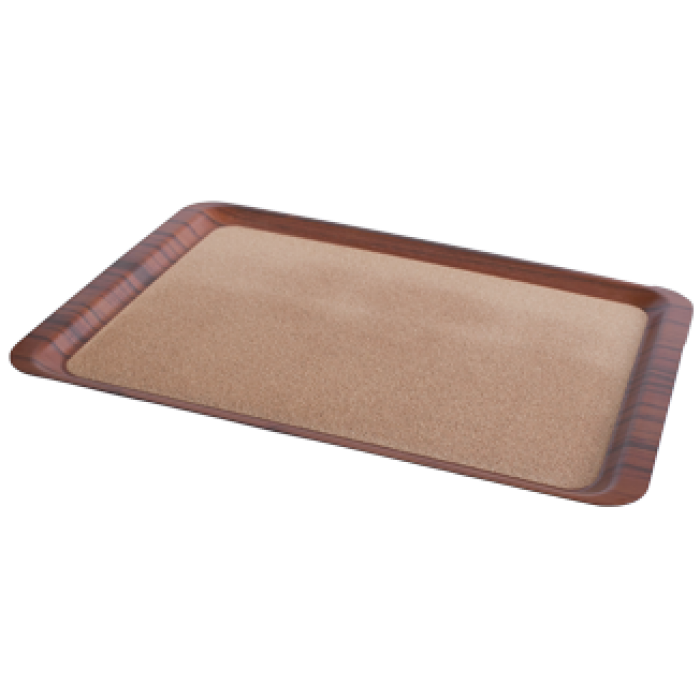 Tava servire dreptunghiulara cu baza din pluta RAKI, 53x37cm, plastic, maro