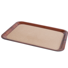 Tava servire dreptunghiulara cu baza din pluta RAKI, 46x36cm, plastic, maro