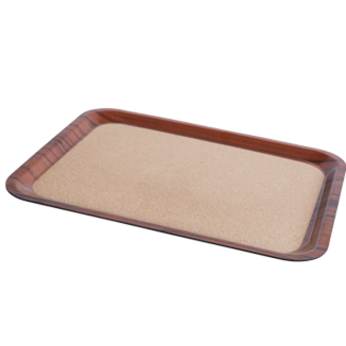 Tava servire dreptunghiulara cu baza din pluta RAKI, 46x36cm, plastic, maro