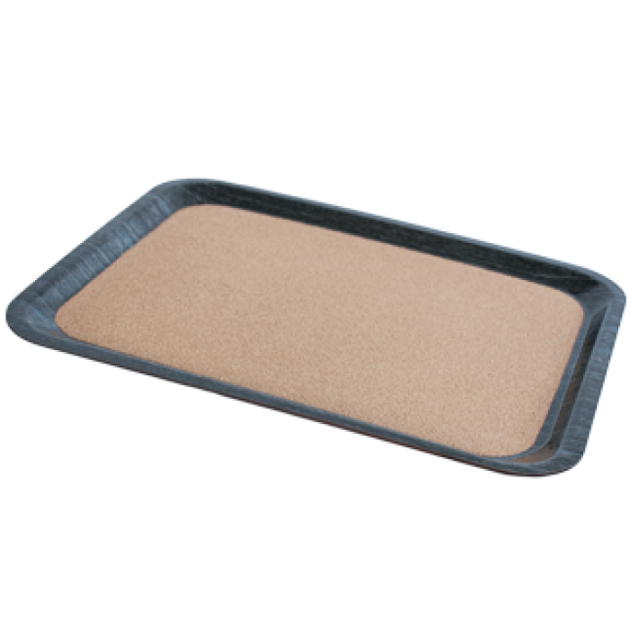Tava servire dreptunghiulara cu baza din pluta RAKI, 46x36cm, plastic, culoare granit