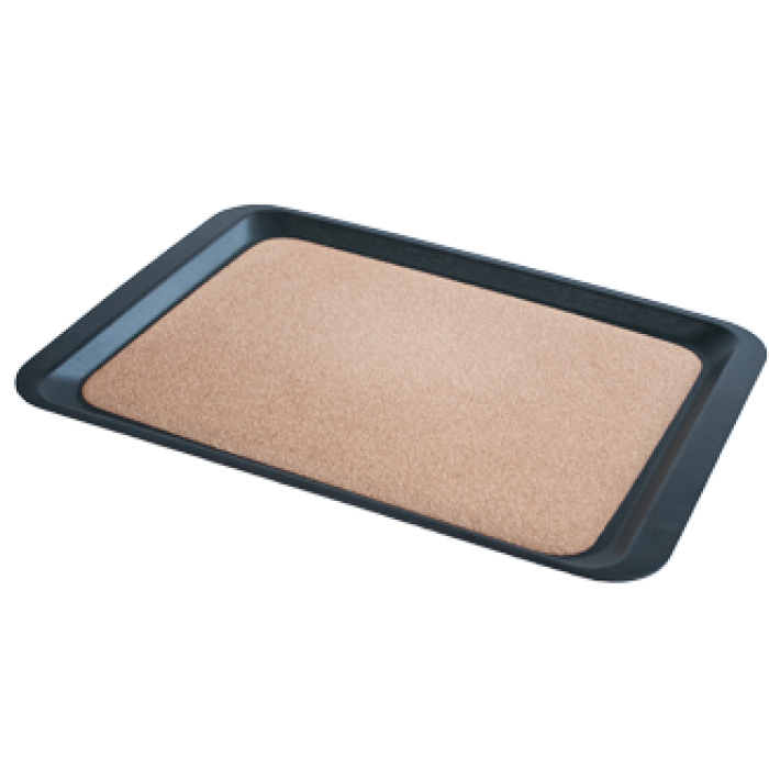 Tava servire dreptunghiulara cu baza din pluta RAKI, 44x32cm, plastic, neagra