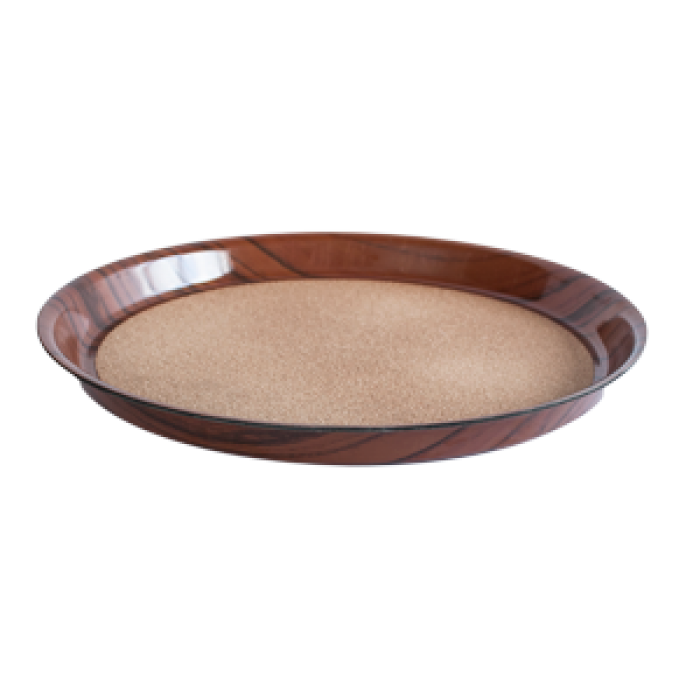Tava servire rotunda adanca RAKI, cu baza din pluta, D36xh3cm, culoare maro, plastic imitarie lemn nuc