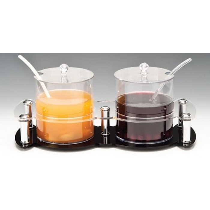 Display din policarbonat RAKI, cu doua borcane 2,1l cu suport, 47x21xh18cm