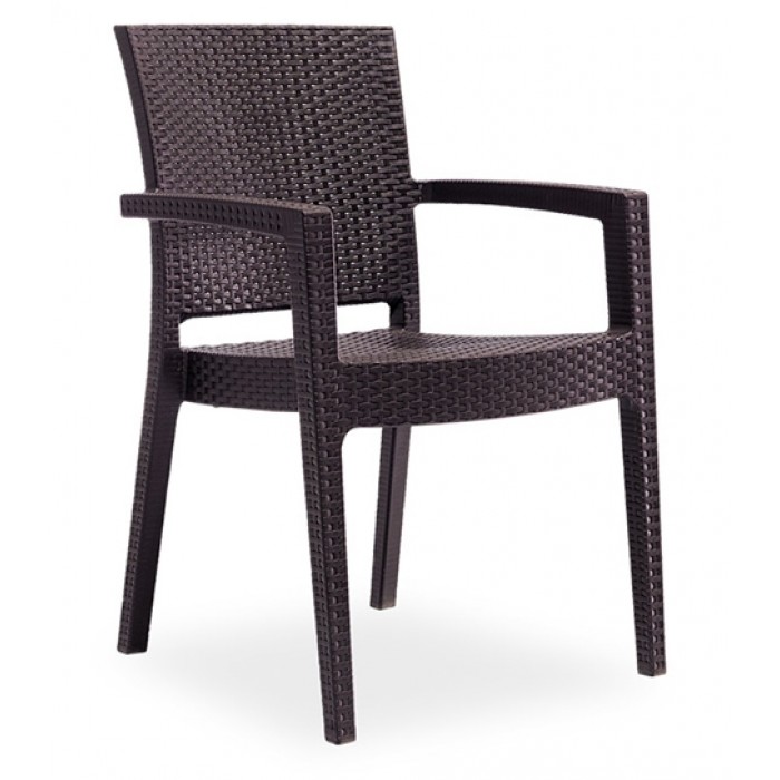 Scaun cu brate PARIS RATTAN polipropilen/fibra sticla culoare cafea MN0142332