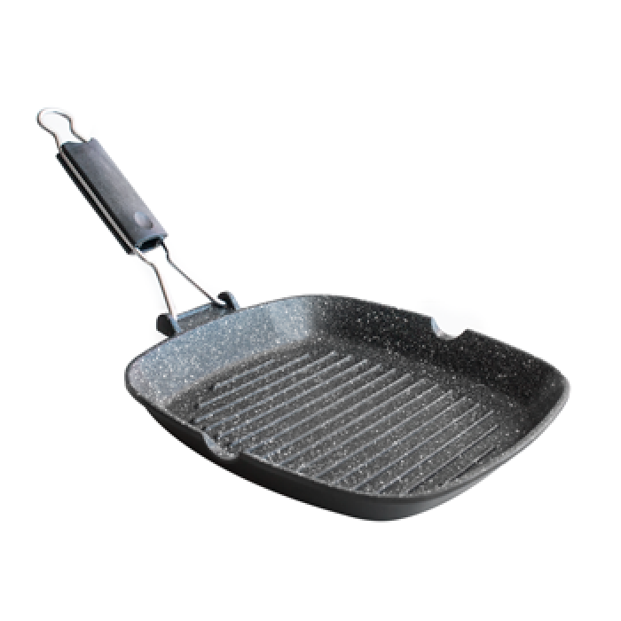 Tigaie grill ANTIK ARS 26x26xh4cm, aluminiu, strat antiaderent marmorat