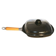 Tigaie grill ANTIK ARS 28x28xh5cm, aluminiu, strat antiaderent cu capac sticla 