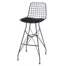 Scaun metalic bar negru cu perna RAKI