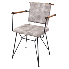 Scaun metalic negru cu sezut lemn si perna RAKI PENNY