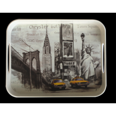 Tava servire RAKI AMERIKA cu decor, 33x26cm, melamina