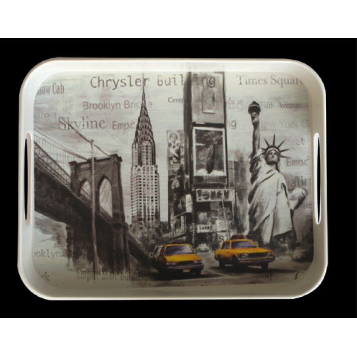 Tava servire RAKI AMERIKA cu decor, 33x26cm, melamina