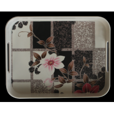 Tava servire RAKI FLOWER-2 cu decor floare, 40x29cm, melamina
