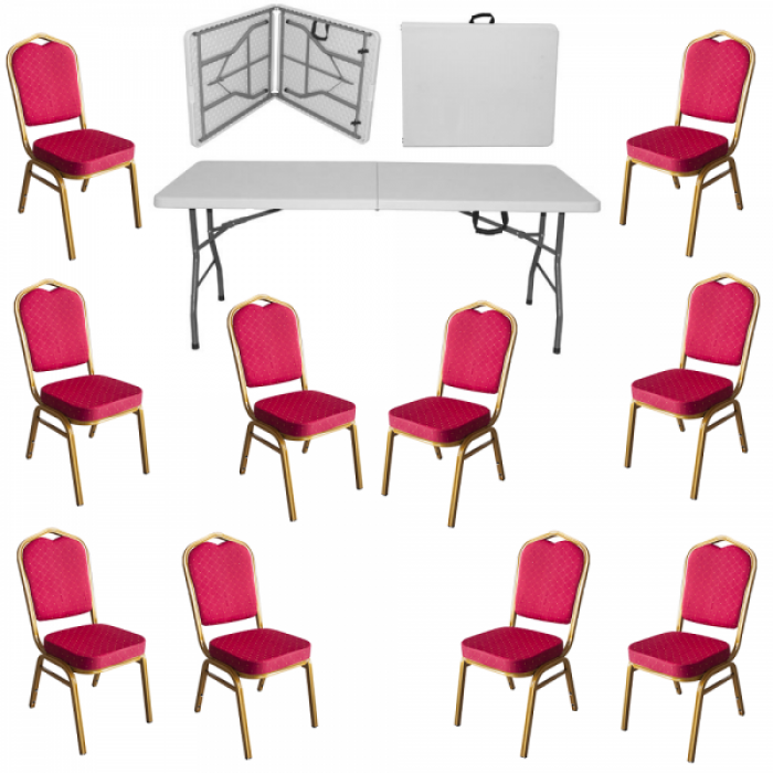 Set masa plianta dreptunghiulara pentru evenimente, catering 244x76xH73,5cm cu 10 scaune MN016687-4-6667