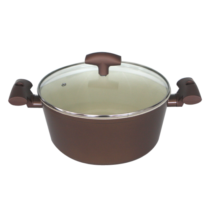 Oala GRAMMY 24cm acoperita cu un strat ceramic,neaderenta de culoare tabacco