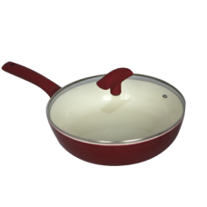 Tigaie GRAMMY cu capac de sticla,26 cm,acoperita cu un strat ceramic neaderent