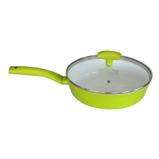 Tigaie GRAMMY cu capac transparent,26 cm,acoperita cu un strat ceramic neaderent
