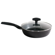 Tigaie GRAMMY 26cm,metal,cu capac de sticla,acoperit cu teflon,neaderent