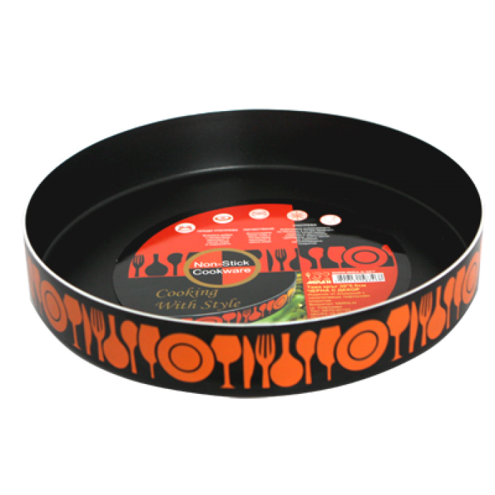 Tava rotunda orange-neagra 30x5,5cm