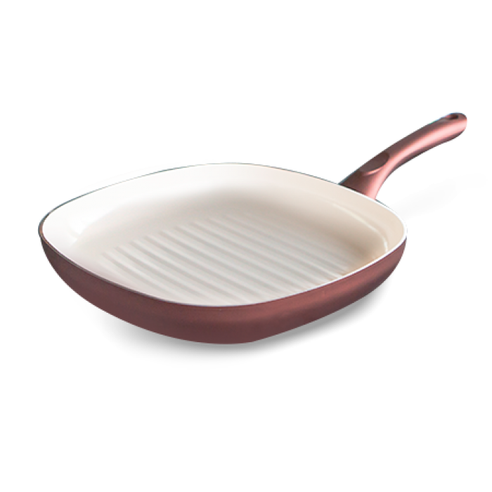 Tigaie grill TANGO 26x26cm cu invelis ceramic antiaderent, maro