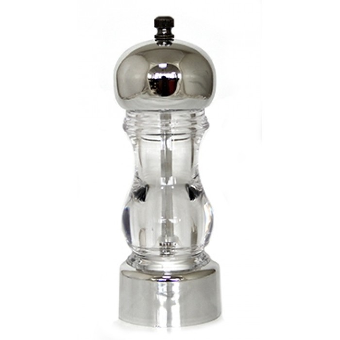 Rasnita acrilica cu capac cromat RAKI, pentru sare/piper, 15cm