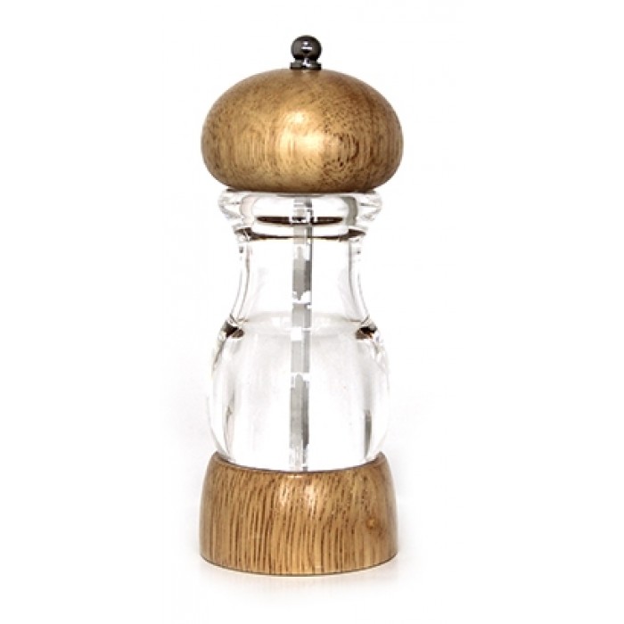 Rasnita acrilica cu capac lemn RAKI, pentru sare/piper, 16cm