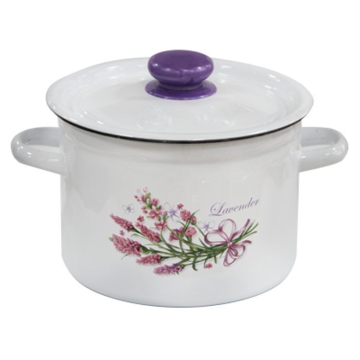 RAKI LAVANDA Oala emailata cu capac 3L, otel carbon 