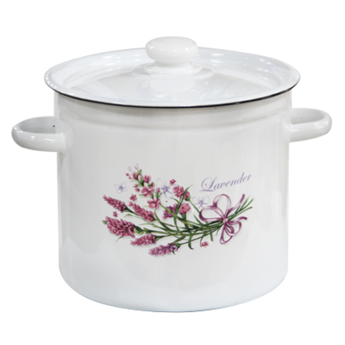 RAKI LAVANDA Oala emailata cu capac 4,5L, otel carbon 