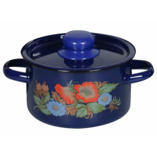 Oala emailata ruseasca cu decor, 4,5l, D20cm, RAKI SIPOVNIC, cu capac emailat