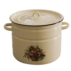 Oala emailata ruseasca cu decor, 9l, D25cm, RAKI, cu capac emailat