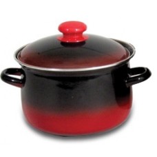 Oala emailata ruseasca 4l, D20cm, RAKI KARMEN, cu margine cromata si capac emailat