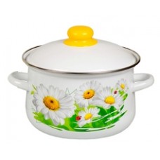 Oala emailata ruseasca 4l, D20cm, RAKI ROMASKI, cu margine cromata si capac emailat