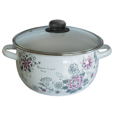 Oala emailata ruseasca VESENII ROMANS 4,5 L cu capac sticla MN012970