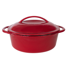 Oala fonta ovala cu capac rosie 30x23cm MN014794