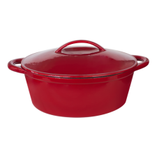 Oala fonta ovala cu capac rosie 34x26cm MN014792