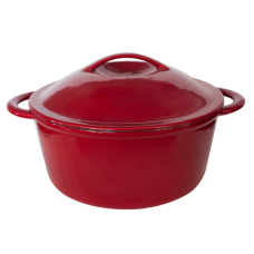 Oala fonta rotunda cu capac rosie 26cm MN014795